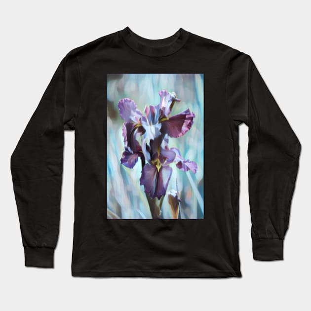 purple flower painting Long Sleeve T-Shirt by sarelitay